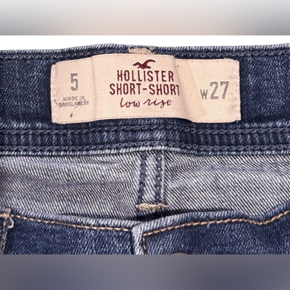 Hollister 🦅 Low Rise Short-Short Blue Denim Jean Shorts Size 5 (W 27) - Picture 3 of 8